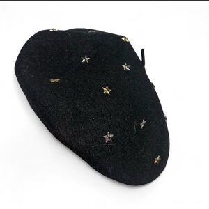 Black Beret with Star Accents